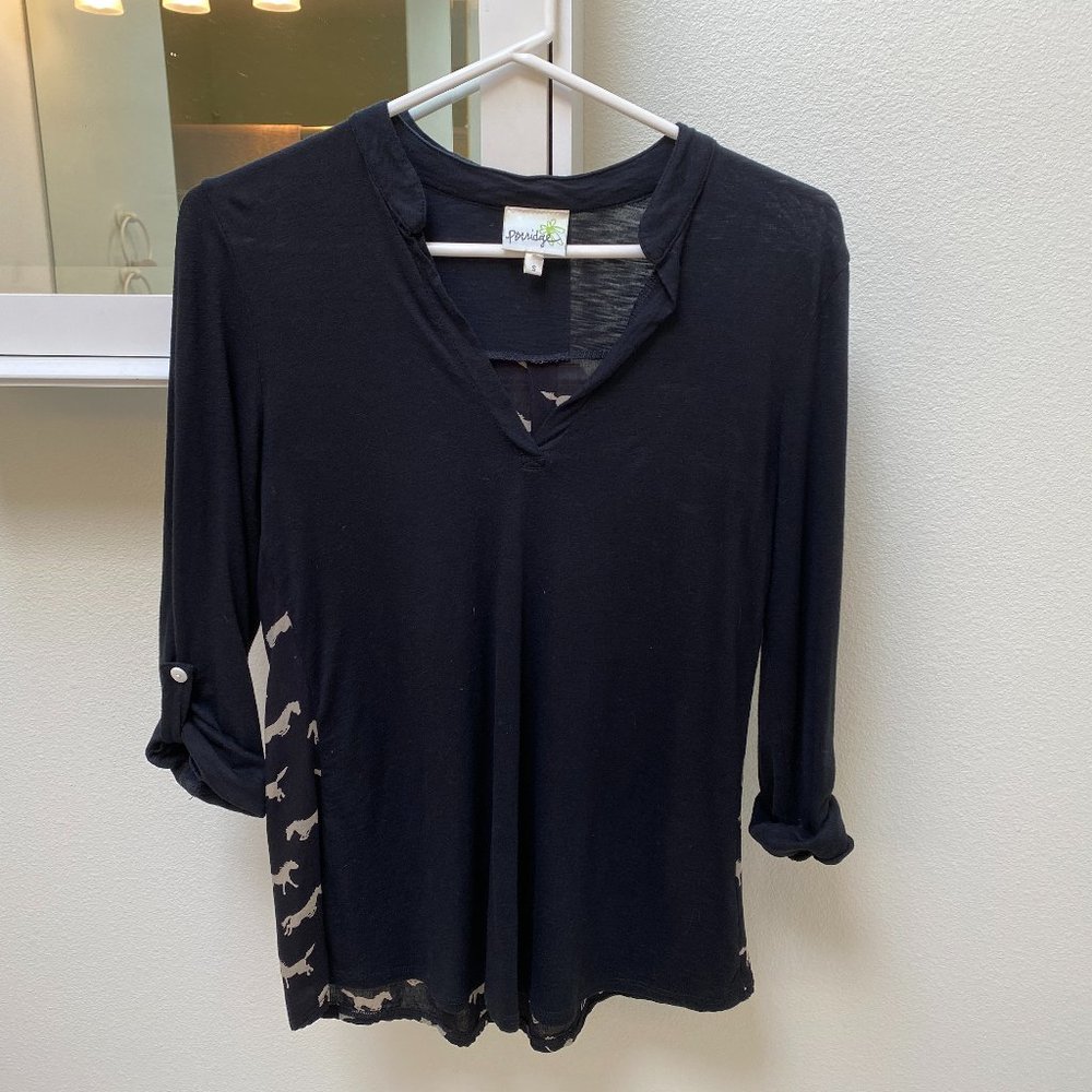 Anthropologie Porridge Mixed Media Horse Print Top Size Small